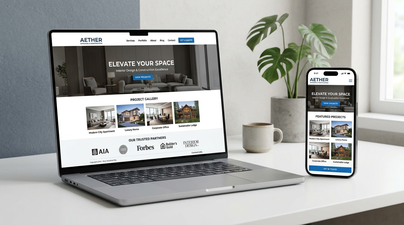 Tampilan website Company Profile di layar Laptop dan Smartphone